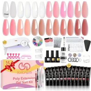 Professional Poly Extension Gel Nail Kit, 12 Colors All Seasons Poly Gel Nail Kit Complete with Nail Lamp, Manicure Tools Nail Forms for Starter, Polygel Nail Kit