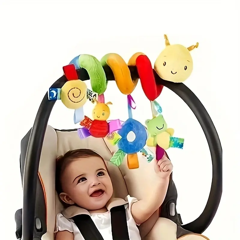 Youngster's Newborn Toy Cart Pendant Sensory Play Spiral Plush, Random Color Ribbon Hanging, Perfect for Thanksgiving, Christmas, Easter, Halloween Gifts