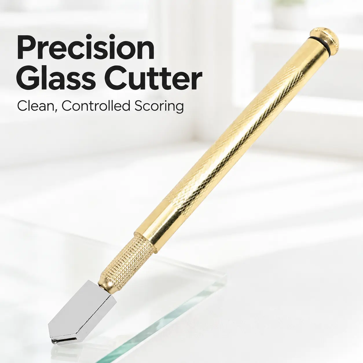 Glass Cutter Tool Set - Upgraded Pencil-Style Oil Feed Carbide Tip (3mm-12mm), 2-Piece Tungsten Carbide Scribe Pen for Glass, Tile Cutting & Engraving