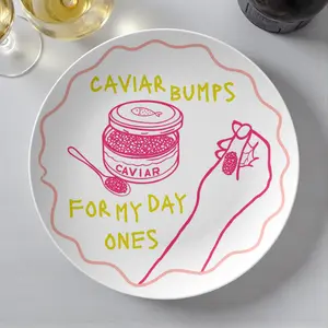 Caviar Bumps Plate – Hand-Illustrated Tin, Trendy Kitchen Decor, Wall Plate, Cool Girl Gift, Cool Girl Aesthetic