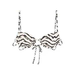 Ruched Underwire Tiger Bikini Top