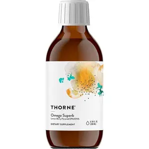 THORNE - Omega Superb - Fish Oil Liquid Supplement with EPA & DHA - Supports Brain, Skin, Joint & Heart Health* - Lemon Berry - Third-Party Certified - Gluten, Dairy & Soy-Free - 40 Servings