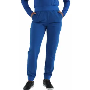 Banu Ginger Jogger Scrub Pants for Women - 4-Way Stretch Fabric, Yoga Waistband, Full Elastic Ankle Cuffs, Multiple Pockets, All Seasons, Sizes XS-2XL, Navy, Black, Pewter, Ceil Blue, Royal Blue