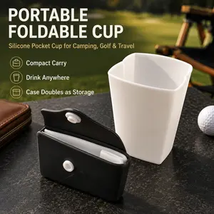 Portable Silicone Collapsible Cup, Outdoor Foldable Drinking Mug, Reusable Travel Water Cup for Camping Golf Hiking, Multifunctional Tumbler for Juice Wine Beer Beverage, Compact Storage Cup with Premium Texture, Can Store Small Accessories