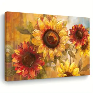Sunflower Canvas Painting, Wooden Frame Oil Painting, Natural Inspiration Floral Decoration, Bachelorette Party Gift, Suitable for Living Room, Bedroom, Office, 1 Piece, Multi-functional Hanging Decoration - Perfect for Any Room!