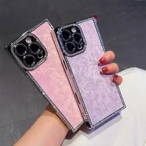 High-Quality Electroplated Square Edge Diamond Shell Pattern Phone Case, Anti-Drop, Sweat-Resistant, Anti-Fingerprint, And Wear-Resistant, Suitable for Iphone 17 Pro Max/17/16/16 Plus/15/14/13/12/11.