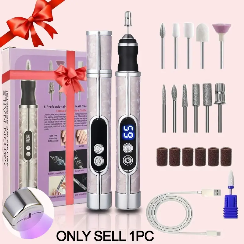 Portable Electric Nail Grinder, Compact USB Powered Nail Polisher, LCD Display, Professional Manicure Tool, Rechargeable Pedicure Tool, Nail Art, Gel & Home Salon Use, At Home Manicure, Women Gift, Nail Care