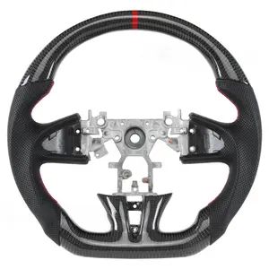Fit For Infiniti Q50 2013-2018 Real Carbon Fiber LED Steering Wheel with Red Suture D Racing Design Hydrographic Fiber Automotive Upgrade white  steering  wheel