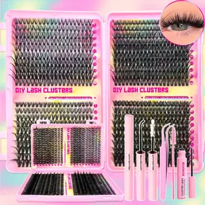 30D+40D+50D+60D DIY Eyelash Extension Kit, Natural Look Mixed Fake Lashes, Dense Look Faux Eyelash Clusters for Different Make-up Styles, Suitable for Girls DIY at Home