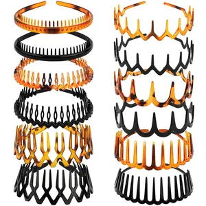 12 count Zigzag Headbands with  for Women's Hair Non Slip, Plastic Wavy Skinny  Bands Comb Fashion Hair Accessories-6 Styles & 2 Colors, Versatile Use
