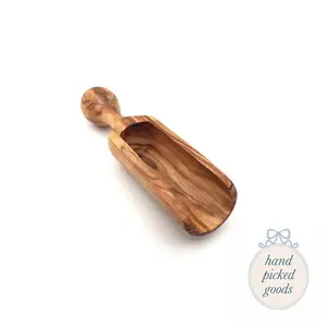 Handmade Olive Wood Salt Scoop, Medium