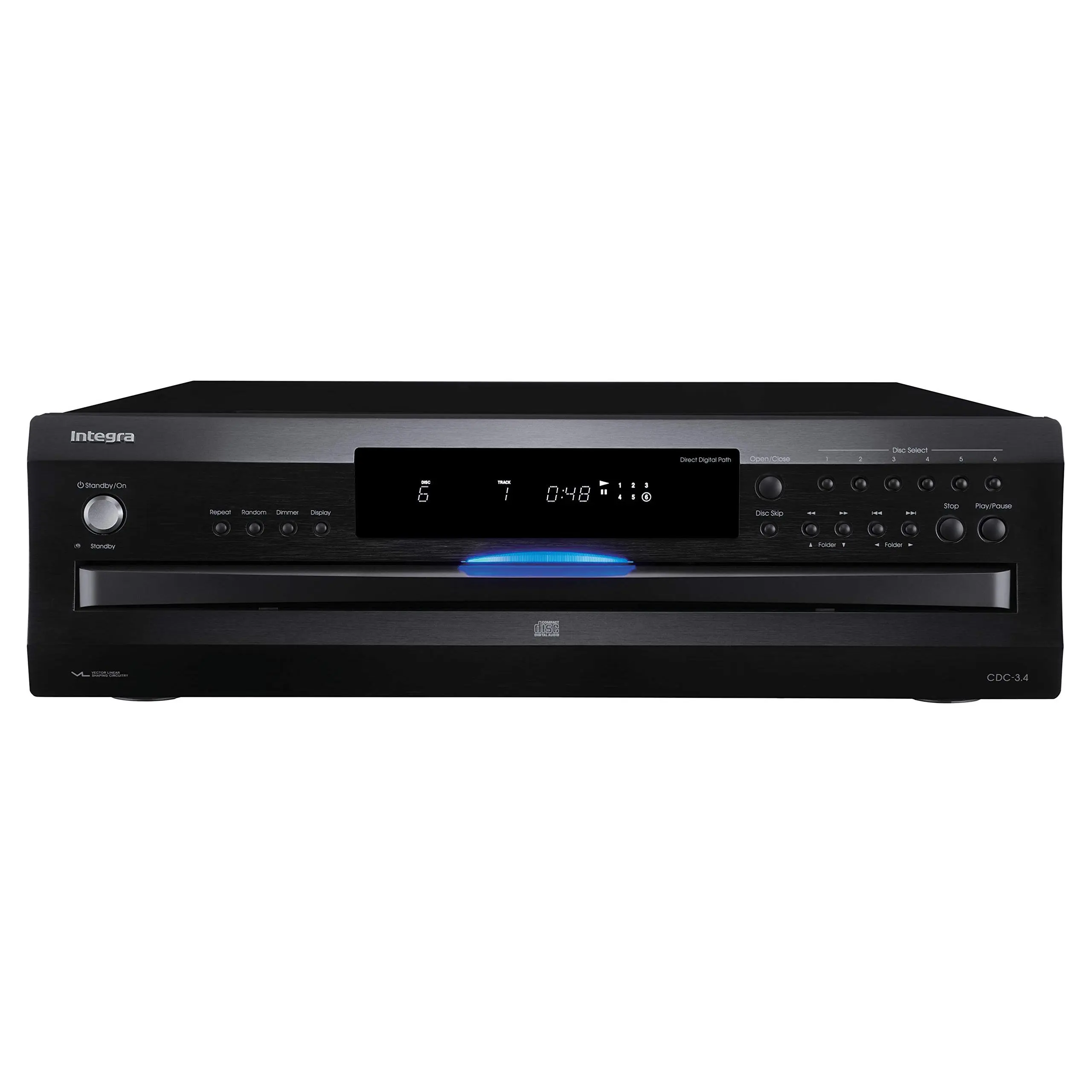 Integra Premium 6-Disc Digital Audio CD Carousel Changer, Black, Dual High Quality Converters (CDC-3.4)