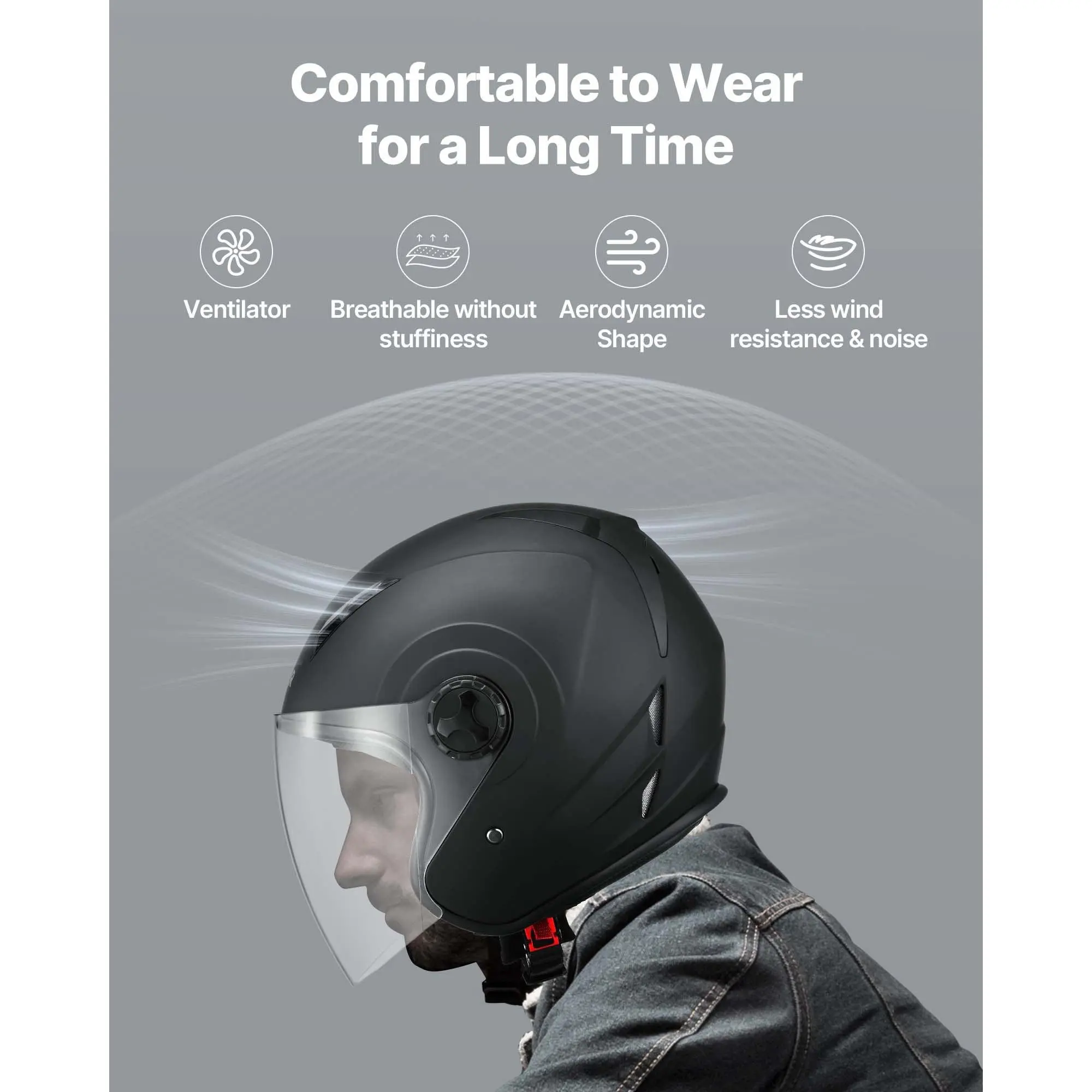 VEVOR Motorcycle Helmet, 3/4 Open Face, Adult Motocross Dirt Bike Helmet  with Clear Visor, Comfortable Motorbike Racing Street with Detachable Liner  for Men & Women, DOT Approved, (Matte Black, XL)Summervibes - TikTok