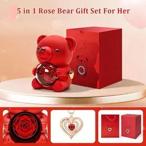 【Necklace Included】Premium Rotating Teddy Bear Gift Set – Ideal Present for Christmas, Wedding, Halloween, Mother’s Day, Easter & Birthday, Perfect Gift for Mom, Wife, Girlfriend & Loved Ones