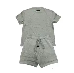 Set Short-Sleeve  T-Shirt and short Set- Dark Oatmeal, Light Oatmeal, Stretch Limo Grey Casual Top Crewneck Everyday, Simple, Plain