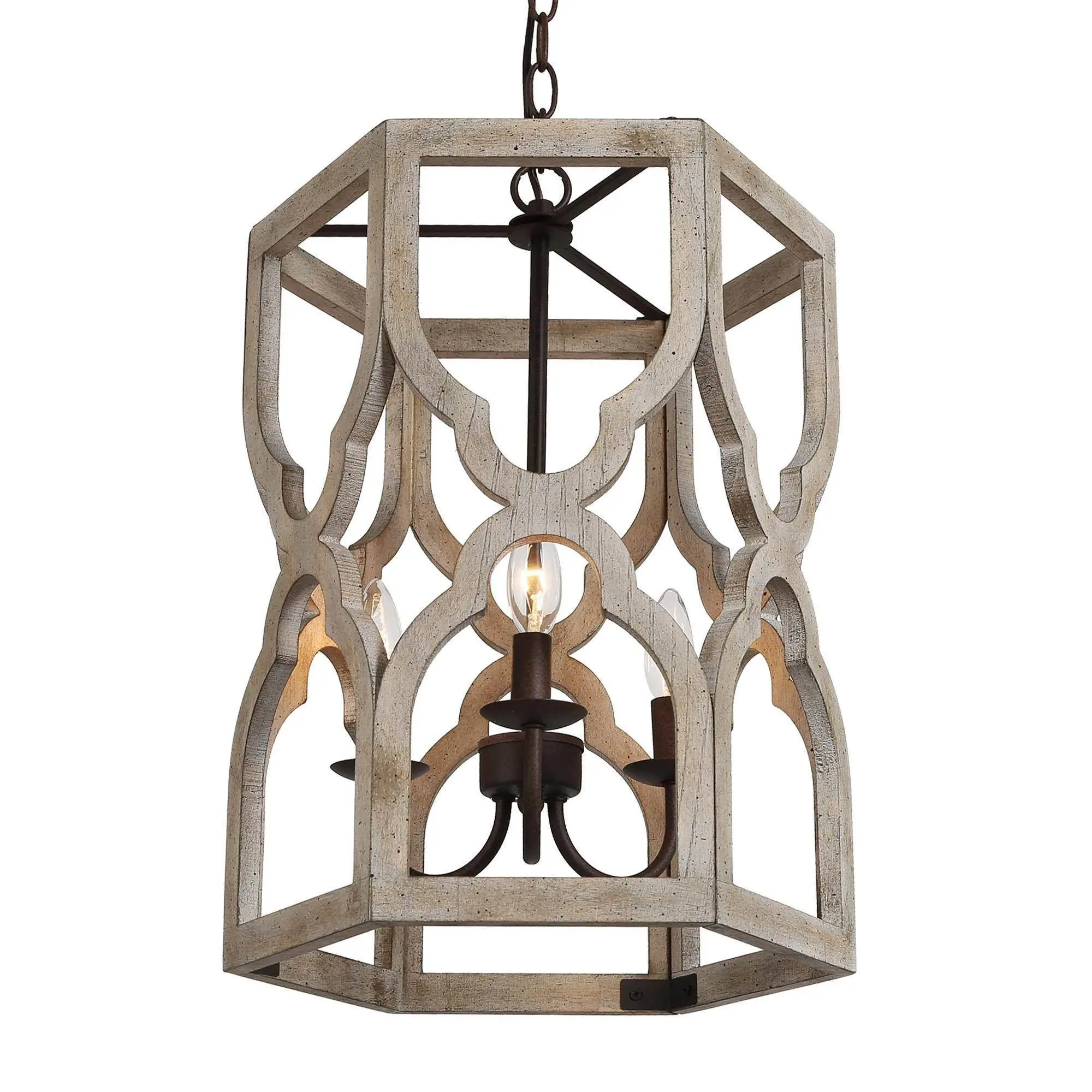 Ksana 3-Light Farmhouse Cylinder Wooden Chandeliers