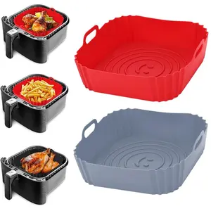 Reusable Air Fryer Liner, 1 Count Silicone Air Fryer Baking Tray with Handle, Baking Tray for Pizza & Chicken, Grill Accessories, Kitchen Accessories