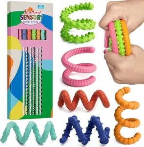 6 Pack Flexible Fidget Sticks, Sensory Tactile Toys for Kids & Adults, Bendable Twist Fidget Toys for Classroom, Travel, Office & Everyday Play