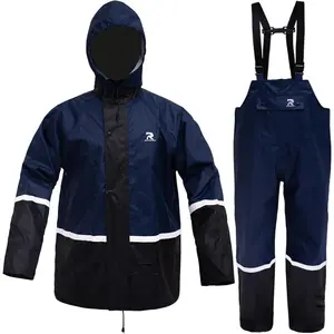 Rain Suits for Men Waterproof High Visibility Rain Gear Lightweight Rain Jacket with Bib Overalls Fishing Farming Golf