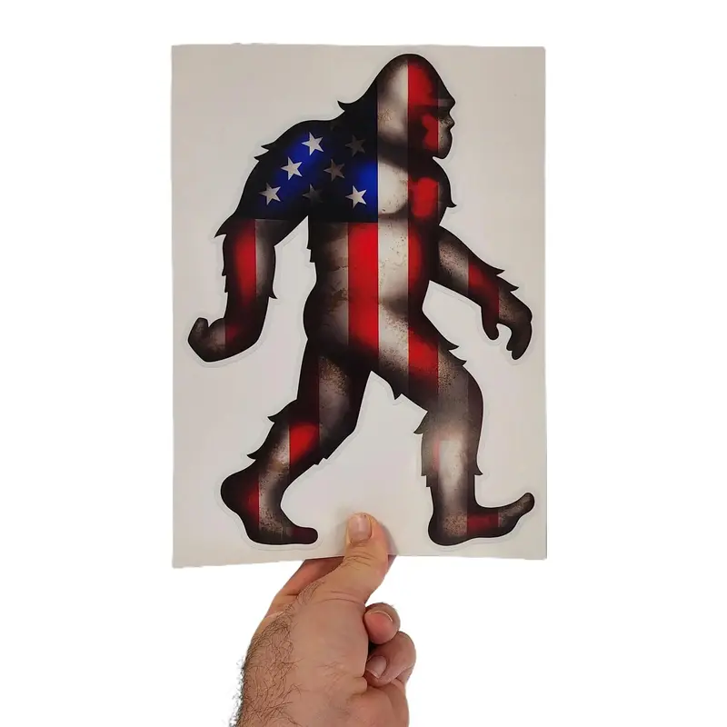 Decals by Haley USA American Flag Sasquatch Bigfoot Yeti Vinyl Decal Sticker Graphic for Trucks and Cars - Patriotic Stickers and Decals Off Road