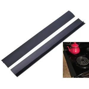 Silicone Stovetop Gap Cover (2-Pack), Heat-Resistant Oven Gap Filler Seals the Space Between Stovetop and Kitchen Counter, Easy-Clean Stovetop Side Guards (21-30", Black)