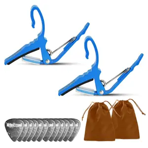 5 Core Guitar Capo Pair Quick Change Acoustic Electric String Clip Banjo Mandolin Or Ukulele Blue