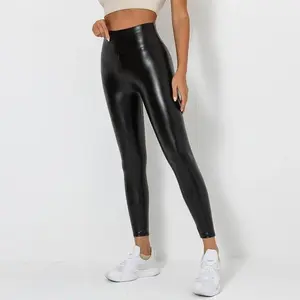 Women Scrunch Butt Faux Leather Leggings