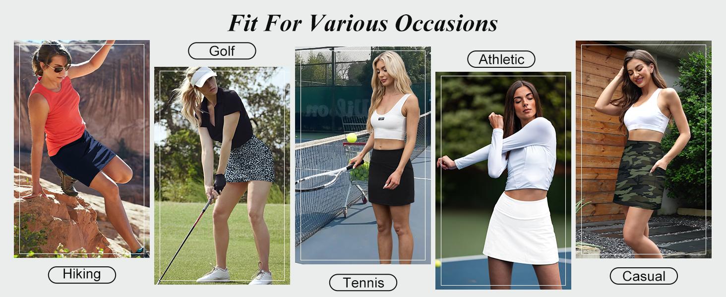 Women’s High-Waisted Active Skirt - Stretchy Sports Skort with Built-in Shorts & Pocket for Running, Golf, Summer Casual Wear