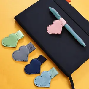 8 Pack Heart Pen Loop Holder Set Colorful Adhesive Elastic Pen Holders for Notebook Tablet Bible Cute Pencil Loops for Students Journaling Office Heart Design