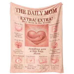 Mom Blanket Gifts Cozy Flannel Throw 60"x50" for Birthday Mother's Day Thoughtful Gifts from Daughter Son Warm Hug with Sweet Message for Best Mom Ever