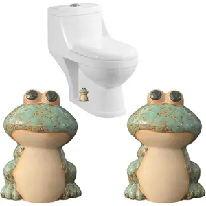 Frog Toilet Bolt Caps Ceramic Toilet Bolt Covers Decorative Toilet Screw Cover Caps, Toilet Caps for Bottom of Toilet, Cute Toilet Bowl Bolt Covers for Bathroom Decor, Easy to install (Green)