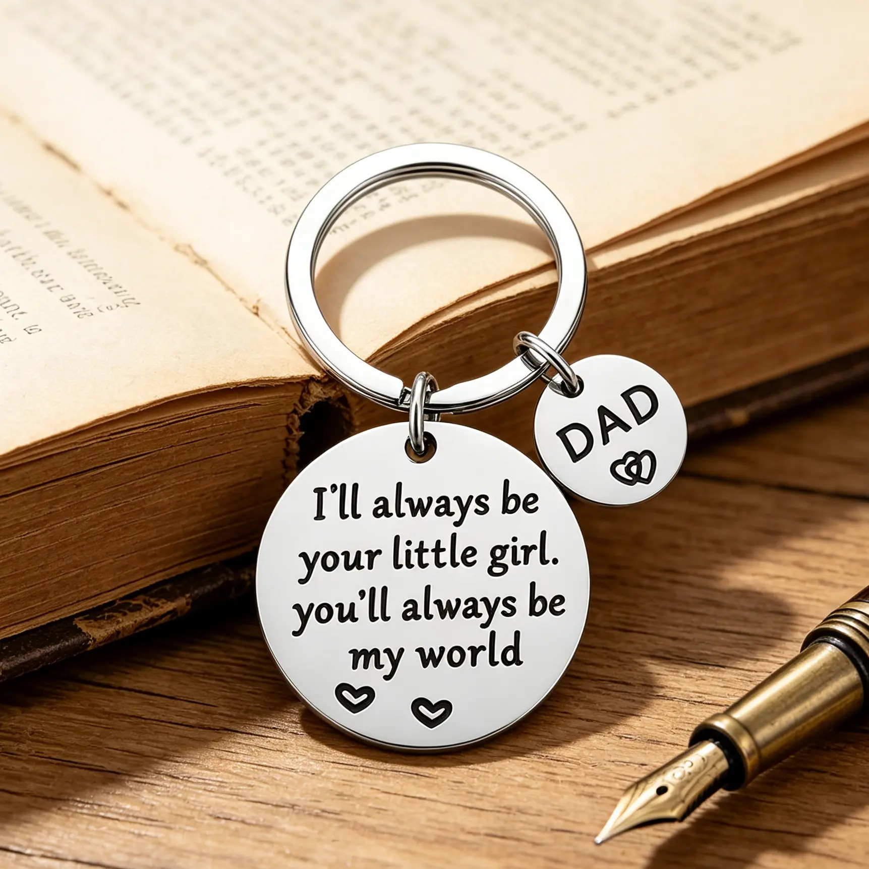 [Father's Day ]Dad  Fathers Day  Daddy Papa Dad  Birthday  for Dad from Daughter Son (Hero Dad  From Little Girl) gift keychain