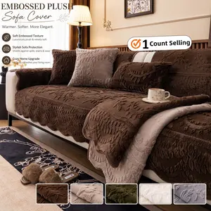 Embossed Plush Sofa Cover, Pet Friendly Sofa Protectors, Non Slip versatile use Couch Cover, Multi Color Sofa Covers Available, Thick Soft Luxury Sofa Cover for Living Room Bedroom, Fits 2 3 Seater Sofas.