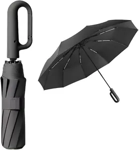 Amazon Basics Round Travel Umbrella for Rain, Compact Umbrella with Auto Open/Close, Strong Alloy Steel Frame, Compact Size for Backpacks/Handbags , One Size, Black#Summervibes