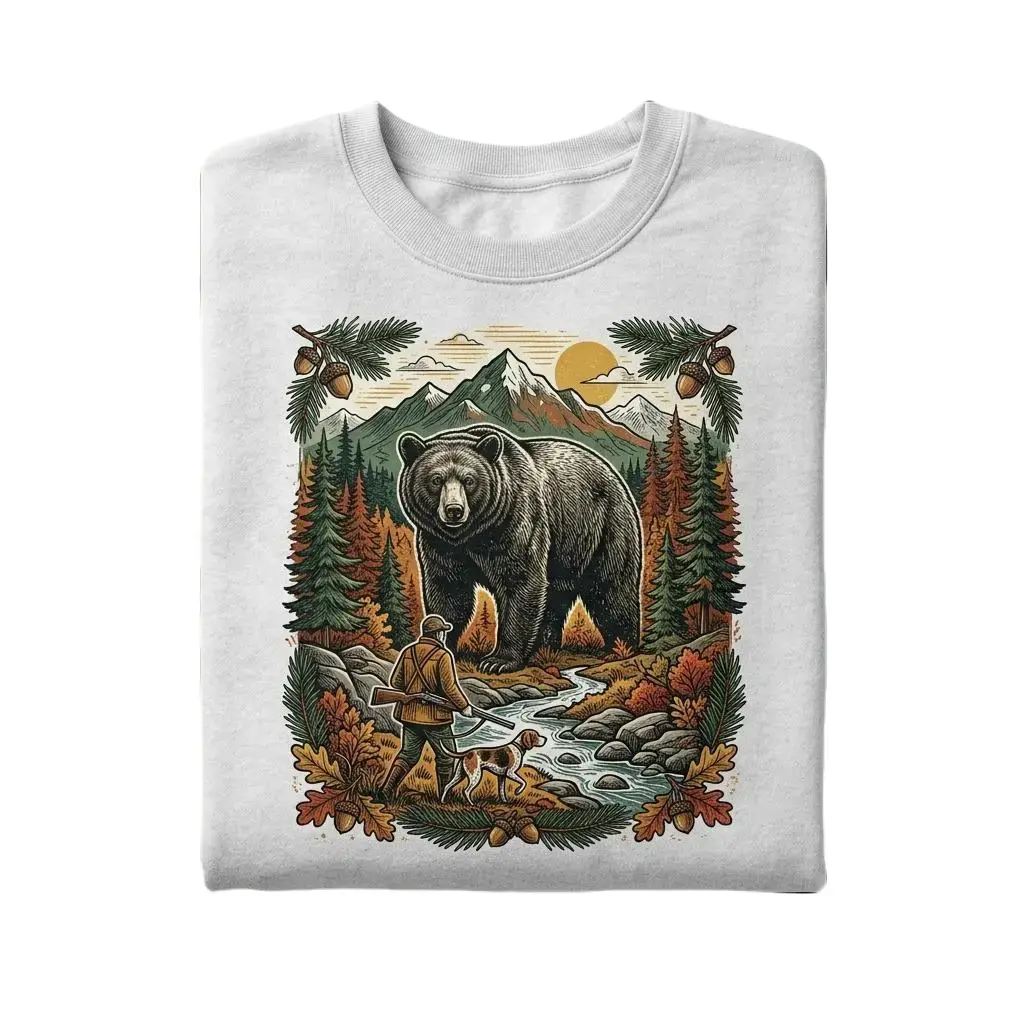 Bear Hunting Sweatshirt, Vintage Bear Hunter Crewneck, Rustic Wildlife Graphic Pullover, Outdoor Adventure Hunting Apparel, Woodland Nature Shirt, Bear Hunting Gift for Men Women