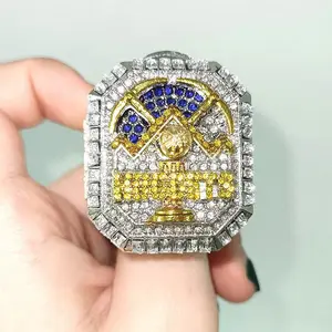 Men's Championship-Style Basketball Ring Crystal Alloy Collectible Zinc Alloy with Deep Cut Details Heavy Weight and Beautiful Shine 30mm Face 60g Weight