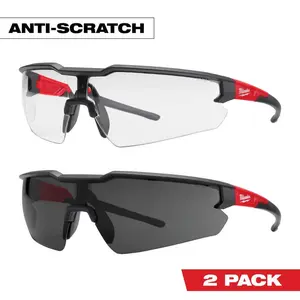 Clear and Tinted Anti-Scratch Safety Glasses (2-Pack) - Ideal for Protection and Style