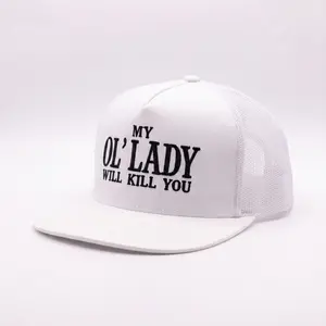 My OI Lady Will Kill YouEmbroidered Trucker Hat Bold GraphicAdjustable Snapback