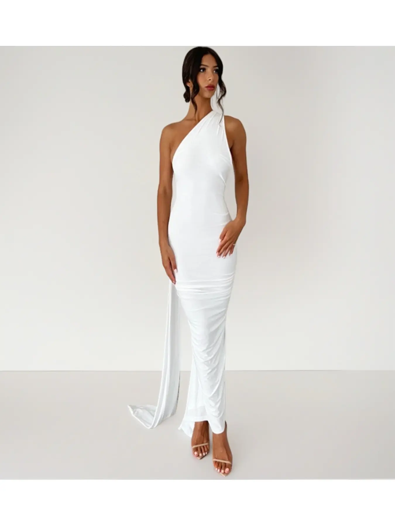 Women's Plain Ruched O-ring Backless Halter Neck Bodycon Dress, Summer  Clothes Women, Elegant Maxi Dress for Evening Party Club, Elegance - TikTok  Shop