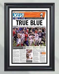 2012 New York  ‘True Blue’ No Frame Super Bowl newspaper front cover print Eli Manning