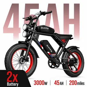 3000W Peak Dual Motor Electric Bike, 48V 45Ah Dual Battery E-Bike,  200 Miles Assisted Range, 32MPH, 20x4 Fat Tire