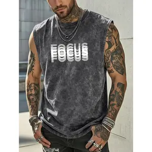 Men’s fashion retro washed distressed snowflake sleeveless tank T-shirt — trendy, individual Y2K street print design; premium heavyweight fabric; comfortable, skin-friendly; available in multiple colors; ideal for summer outings and walks, and as a base l