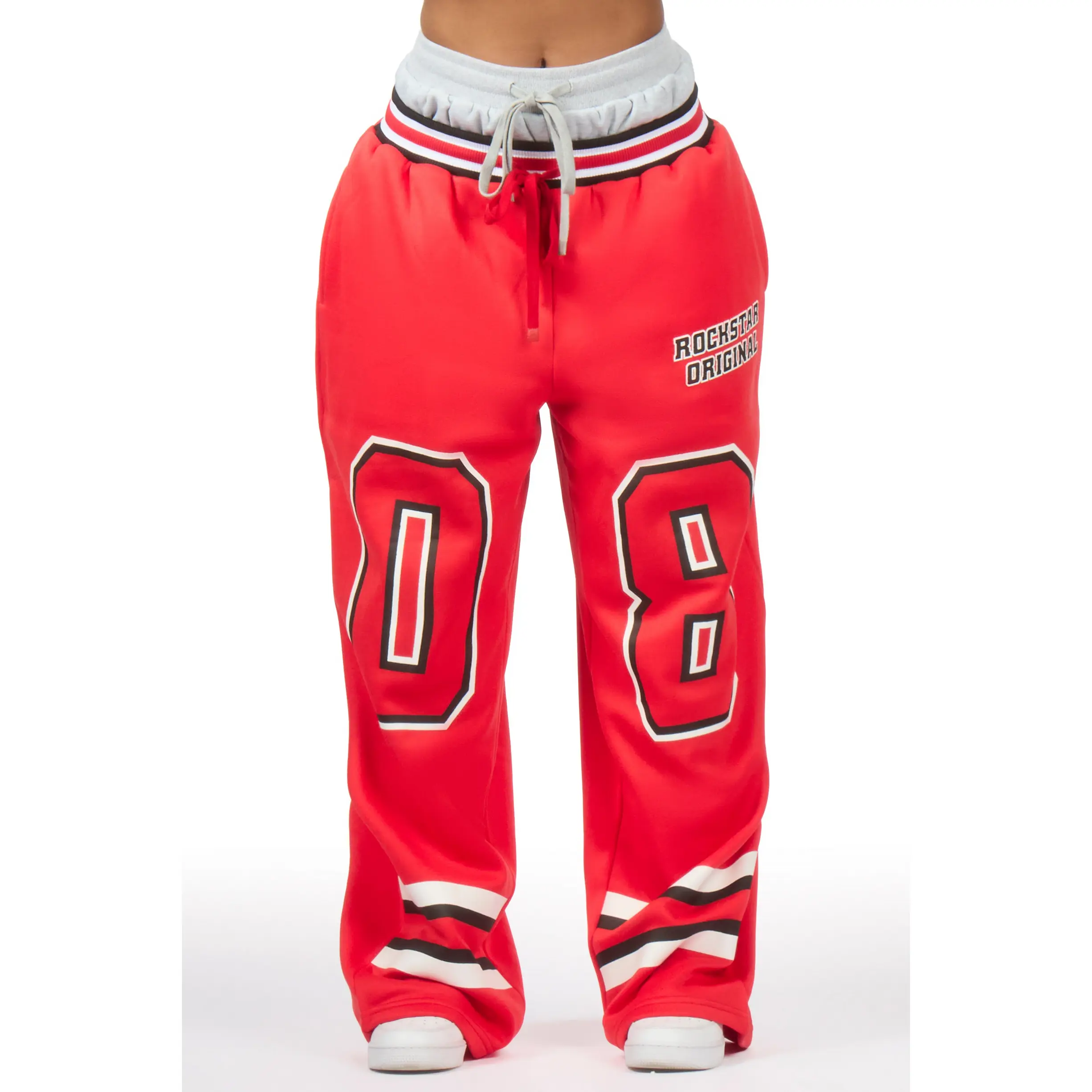 Lenayh Red Baggy Track Pant Lenayh Red Baggy Track Pant