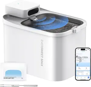 EVERSWEET MAX Cordless  Water Fountain with Motion Sensor, 101 oz/3L Pet Fountain for Cats Dogs Inside, Automatic  Water Dispenser  Operated (White-Cordless, 3L)