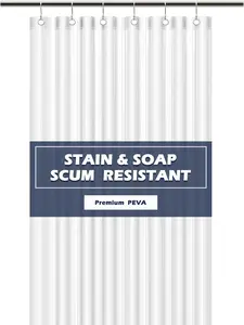 Shower Curtain Liner Light Weight PEVA, Shower Liner 36x72 Inches, Waterproof, No Chemical Smell with 12 Rust Proof Metal Grommets for Bathroom Shower Curtain, Clear