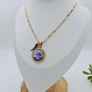 Gold Memorial Necklace, 14k Plated Gold, Send Photo in Messages