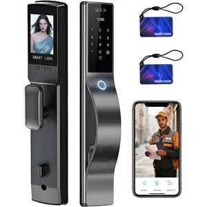 3D Face Recognition Door Lock with Lockbody, Video Smart Lock with&Doorbell, Front Door Keyless Entry Lock, WiFi&Tuya APP Control/Fingerprint/IC Card/Password/Keys