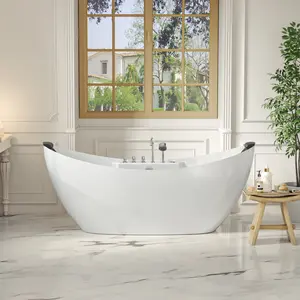 59" Freestanding Boat-shaped Whirlpool Bathtub with Center Drain 59" Freestanding Boat-shaped Whirlpool Bathtub with Center Drain