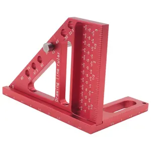 Woodworking Carpenter Square Hole Scribing Ruler Measuring Ruler with Angle Pin Construction Precision Woodworking Tool