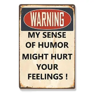 Warning Slogan Pattern Tin Sign For Home Decor, Vintage Rectangular Metal Decorative Plaque, Wall Hanging Decor For Home Hotel And Restaurant, Gifts For Men Women Frineds 2025 fashion
